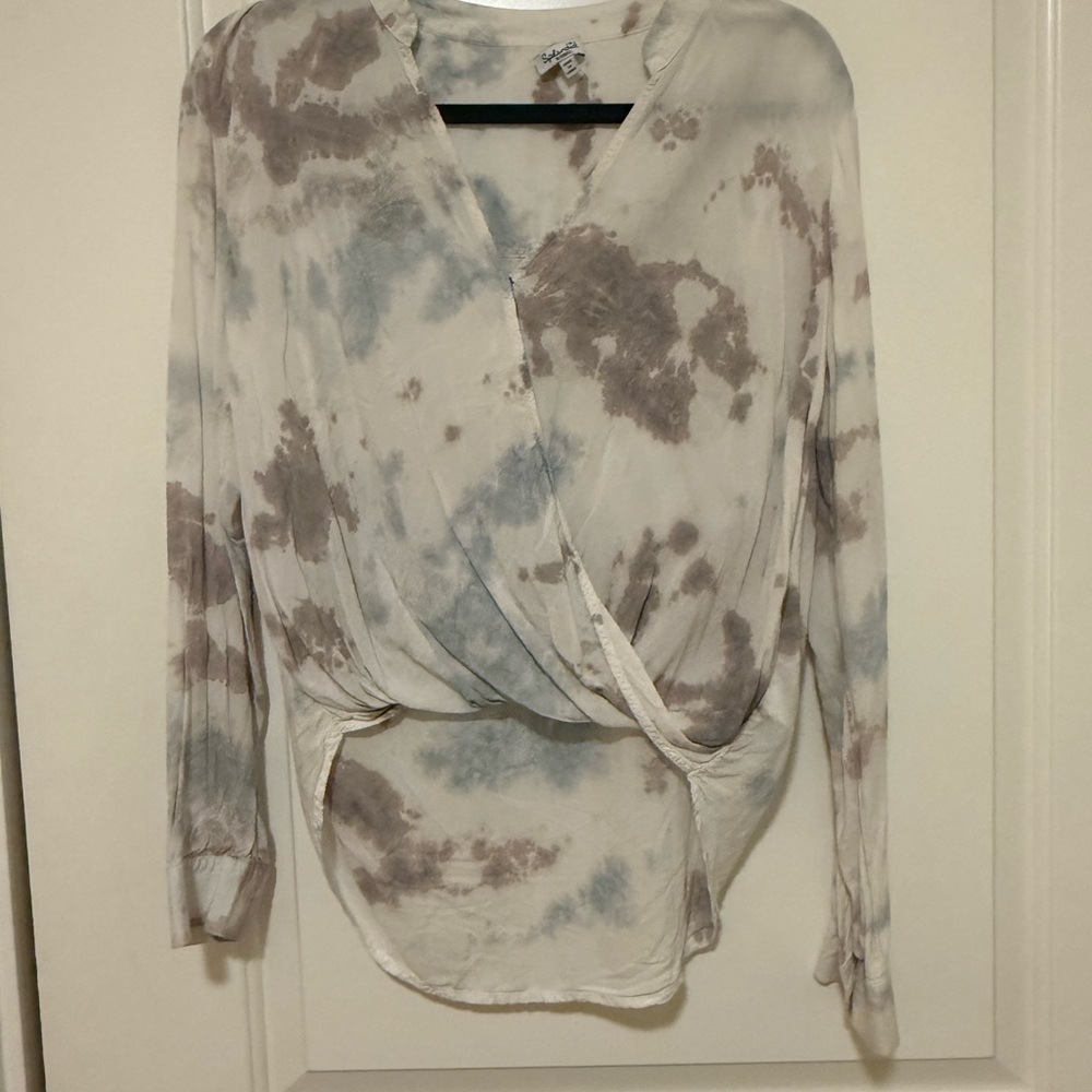 Splendid Tie-Dye Long Sleeve Top in Blue and Purple